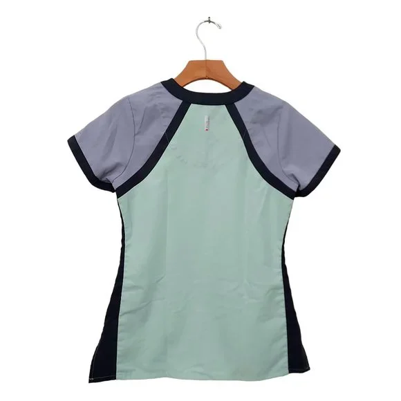 Grey's Anatomy Scrub Top Womens XXS Green V-Neck Short Sleeve Active Uniform - Picture 6 of 9